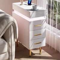 Moderne Nachttische mit Schublade, Nachttisch, schmales Licht, Fernbedienung, verstellbar, Bluetooth-Licht, Aufbewahrung, Comodini, Wohnzimmer