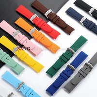 20mm 22mm Curved End Rubber Strap for Omega for Swatch for Moonswatch Soft Silicone WatchBand Men Women Bracelet Sport Wristband