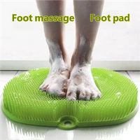 Shower Foot and Back Scrubber Mat,Wall Mounted Shower Foot Scrubber with Suction Cups,Exfoliating Silicone Massage Cleaner Mat