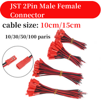10Pairs JST Plug Connector 2 Pin Male Female With Wire Cable 22AWG 10/15cm DIY for RC Toy Battery LED Lamp Strip Drone Car Boat