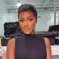 Pixie Cut Wigs Human Hair Short Straight Wig with Bangs for Women Brazilian Remy Hair Machine Made Cap Straight Human Hair Wigs