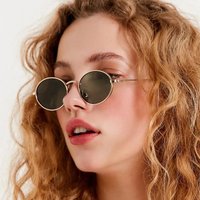 Metal Small Frame Oval Shape Sunglasses Women Brand Designer Fashion Sun Glasses Lady Outdoor Travel Eyewear UV400 Oculos De Sol