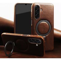 Magnetic Bracket Genuine Leather For Magsafe Case For Samsung Galaxy A17 A55 A56 A26 A36 A16 A07 A35 A13 A06 A34 A54 Phone Cover