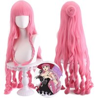 Anime Perona Cosplay Wig One Piece Princess Ghost Role Play Accessories Props High Temperature Wire Pink Curly Hair Synthetic