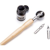 Manga Dip Pen Set Comic Pro Drawing Kit 3 Nibs Wood Holder Ink Calligraphy Tools