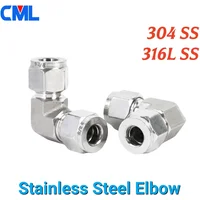 304 316L Stainless Steel Forged Elbow Double Ferrules Union Elbow 1/8" 1/4" 3/8" 1/2" 6mm 8mm 10mm 12mm 14mm 16 Pipe Connectors