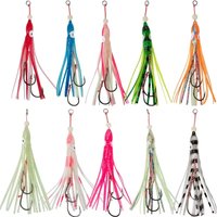 5PCS/bag Soft Bait 12cm Inchiku Assist Hooks With Squid Skirts 11#13# UV Jig Octopus Squid Snapper Jigs Hook Fishing Accessories