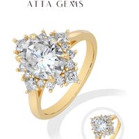 ATTAGEM Luxury Snowflake Halo Moissanite Ring 925 Sterling Silver 3ct Oval Cut Promise Wedding Band forWomen Bridal Jewelry Gift