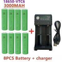 100% New 18650 Battery 3.7V 3000mAh Rechargeable Li-Ion Battery with Charger for Led Flashlight Batery Litio Battery+ Charger