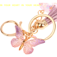 A-Z Dreamy Sequin Letters Keychain For Women Tassel Butterfly Pendant Initial Keyring Purse Suspension Bags Charms Car Key Chain