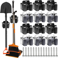1-15PCS Stainless steel Mop Clip Holder Wall Mounted Rust-Resistant Storage Hooks Bathroom Kitchen Garden Tool Organization Rack