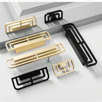 Chinese style gold cabinet door handles, metal veneer drawer and wardrobe handles, modern design with mounting hardware