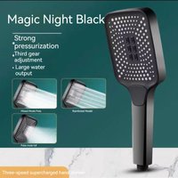 Black Adjustable Shower Head With 3 Modes Large Flow Shower Head High Pressure Water Saving Shower Faucet Bathroom Accessories