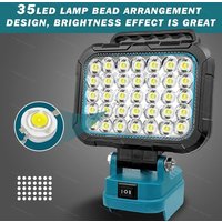 LED Work Light For Makita 18V Battery, 1500LM Cordless Work Light with 2 USB Charging Port,Portable Flood Light Flashlight