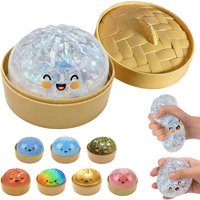 Fun Mini Bao Bun Glitter Dumpling Squishy Toy Mystery Box Free Wrappers with Steamer Stress Relief Toy Crazy Surprise Balls
