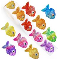 500pcs Fish Stickers Laser Colored Sea Creature Seal Stickers Ocean Waterproof Self-Adhesive Decals for Classroom Teacher Reward