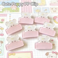 5Pcs/10Pcs Cute Puppy PP Clip Transparent Document Clip Kawaii Cartoon Dog Paper Clamp for Stationery Office School Supplies