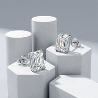 1CT Emerald Radiant Cut Moissanite Studs Earrings For Women Lab Diamond 925 Sterling Silver Earring Jewelry