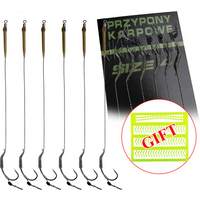 6-8pcs 18.5cm Carp Fishing Ready Made Hook 30-60LB 2/4/6/8# Leader Carp Fishing Hooks Europe Feeder Group Hooks Carp Tackle
