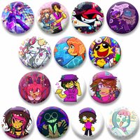 Funny Game R-Regretevator Infected Melanie Split Enamel Pins Cartoon Round Brooch Badges on Bag Clothes Jewelry Gifts for Friend