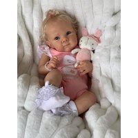 NPK 18inch Newborn Lifelike Doll Soft Touch Reborn Baby Bettie with 3D Skin Hand Root Hair Multiple Layers Painting Cuddly Toy