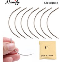 Nunify 12Pcs/pack Wholesale Curved Needle For Hair Weaving Cap 6Cm C-Type Needles Tools C Shape Wigs Needles For Hair Extension