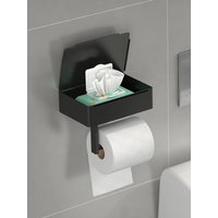 2 In 1 Home Adhesive Toilet Paper Holder Box with Shelf and Storage Box Wall Mount Toilet Paper Roll Box