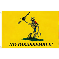 Funny Sci-Fi Robot Banner 2x3ft 3x5ft "No Disassemble!" Yellow Gadsden Style Flag for Indoor Outdoor Garage Decor