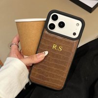 Custom Name Luxury Crocodile Pattern Faux Leather Case For iPhone 17 16 15 14 13 12 11 Pro Max Plus Air Hot Gold Foil Stamping