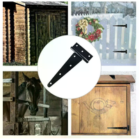 2pcs Heavy Duty Black T Shape Iron Hinges Galvanized Door Gate Hardware Hinges Shed Cabinet Barn Room Strap Hinge With Screw