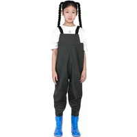 2024 Children Fishing Chest Waders Outdoor Activities Girl Boy PVC Rain Pants Waterproof Bootfoot Quick-dry Hunting Fishing Suit