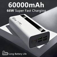 66W/60000mAh Hochleistungs-Powerbank, PD3.0 22,5W schnelles Laden & hochauflösendes Display & 4 Ausgänge und 2 Eingänge & Lithium-Akku & leicht zu transportieren, geeignet für iPhones, Laptops,