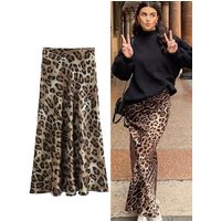 HH Women Fashion Leopard Print Skirt Vintage High Waist Midi Skirts Elegant Women Summer Casual Streetwear Skirt