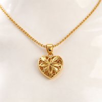 Authentic Love Heart Shaped Gold Color Pendant Necklace Lady Elegant Gold Jewelry Necklace Necklace Necklace Birthday Gift