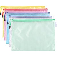 5Pcs A6/A4 Mesh Zipper Pouch Document Bag Waterproof Pencil Storage Bags for School Office Supplies Cosmetic Travel Organization