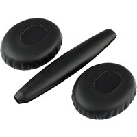 A pair of black ear cushions with head pad for Bose QC3 Quiet Comfort 3 headphones