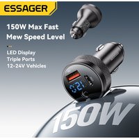 Essager 150W Car Charger USB Type-C Quick Charge QC3.0 PD 3.0 Fast Charging For iPhone 16 15 14 Samsung XiaoMi Digital Display