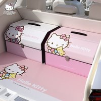 Genuine Kawaii Sanrio Car Trunk Storage Box Organizing Box Hello Kitty Cartoon Car Storage Box Foldable Car Decoration Gift