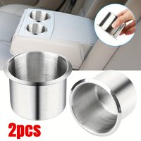 1/2Pcs Universal Stainless Steel Cup Drink Holder Silver for Car Center Console Marine Boat RV Camper Car Inserts Couch