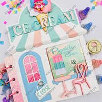 KSCRAFT Ice Cream Parlor Mini Album Metal Cutting Dies Stencils for DIY Scrapbooking Decorative Embossing DIY Paper Cards