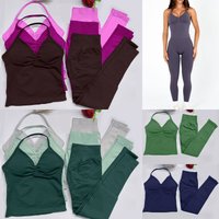 NEW 2Pcs DF Gym Pant Set DFNNYE Women Backless Tank Top Scrunch Seamless Leggings Gym Suit Fitness Clothes Workout Set
