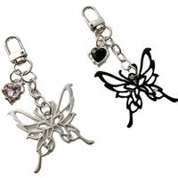 Korean ins painted large butterfly love pendant Car keychain mobile phone Shell Worker brand hanging bag accessories