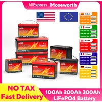 New 12V 6Ah 10Ah 12Ah 20Ah 25Ah 50Ah 100Ah LiFePo4 Battery Pack 24V 36V 200Ah 300Ah Lithium Ion Phosphate Batteries Built-in BMS