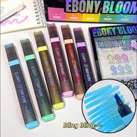 6 Glitter Highlighter Pens Sparkly and Shiny, Chisel tip, for Ceramic, Fabric, Scrapbooking, DIY Craft Making, Coloring