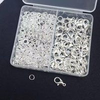 1box Silver Color Lobster Clasps And Open Rings Bracelets Necklaces Connector DIY Jewelry Craft Making Accessories Supplies Kit