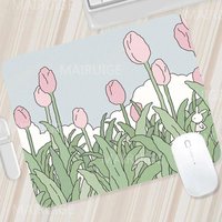 Green Small Mouse Pads Mouse Carpets Cute Desk Mats Kawaii Tulip Gaming Accessories Mouse Mat Gamer Surface for Computer Mouse