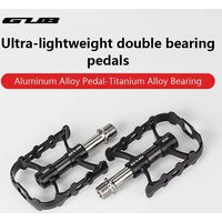 GUB GC083 Bicycle Ultra-light Double Bearing Aluminum Alloy Pedal MTB/Road/Folding Bike Titanium Axle Pedals Lightweight Pedals