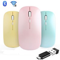 Portable Wireless Mouse Bluetooth-compatible 2.4GHz Dual Modes Computer Mice with Nano Receiver for Notebook PC Laptop Macbook