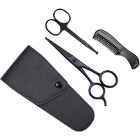 1Set Beard Comb Kit with Scissors and Brush Ideal Gift for Men Beard Mustache Trimming Tool Set Compact Portable Design