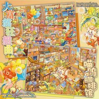 Kawaii Cat Cafe 3D dollhouse Landscape Sticker DIY Pocket Cabin Scene festival gift